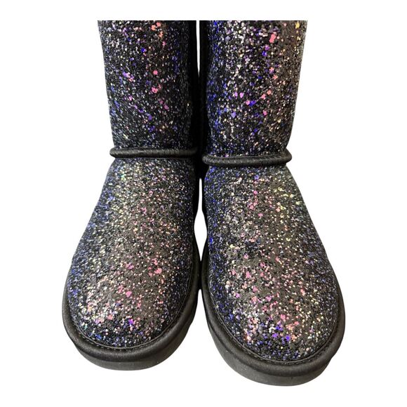 UGG Classic Short Cosmos Boots Size 5 Black With Purple Glitter Sparkle 1105390 - Picture 2 of 7